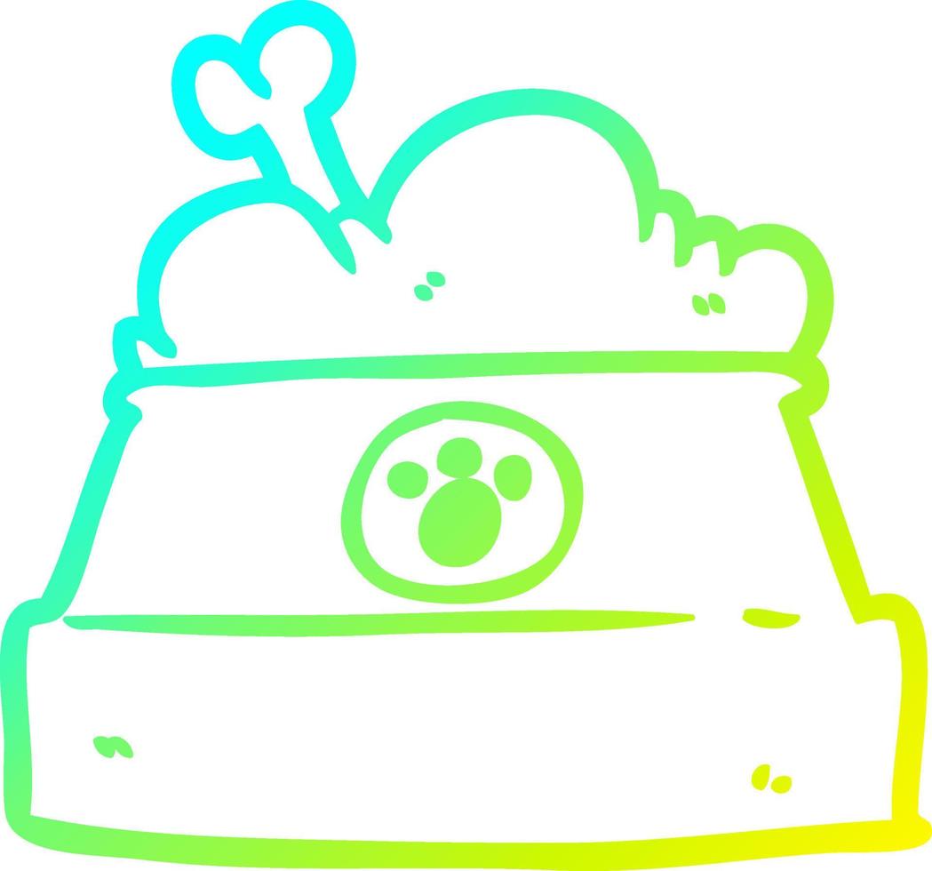 cold gradient line drawing bowl of dog food vector