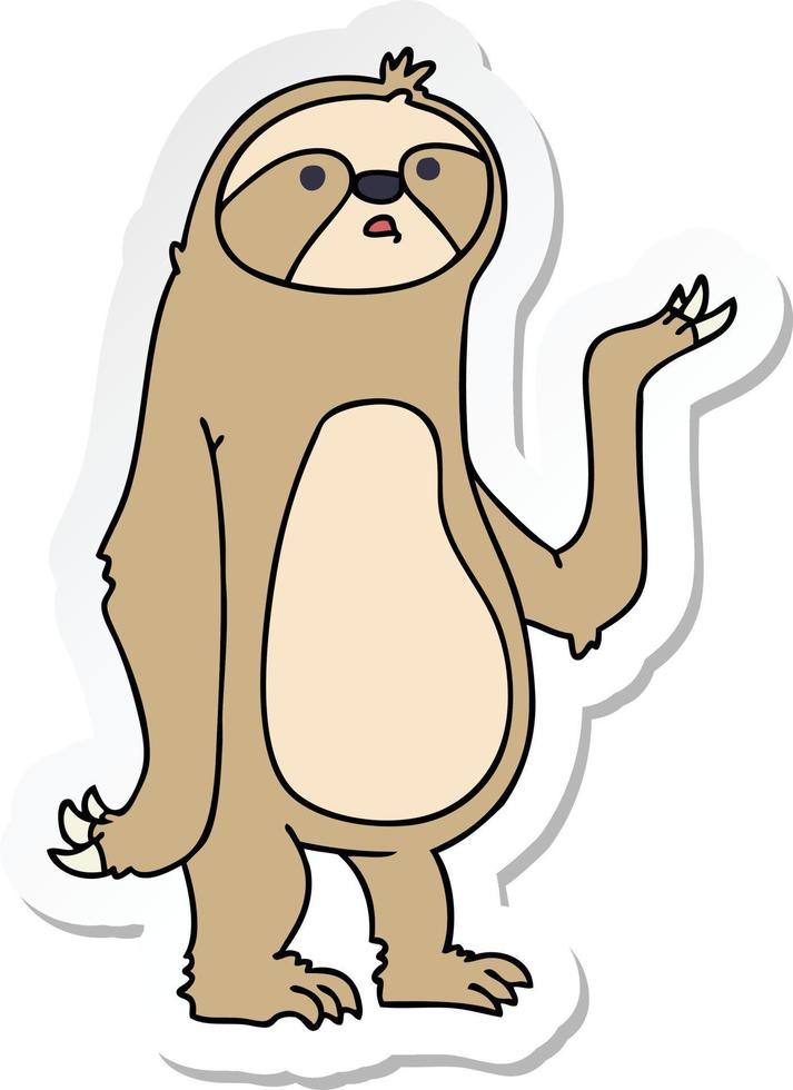 sticker of a quirky hand drawn cartoon sloth vector