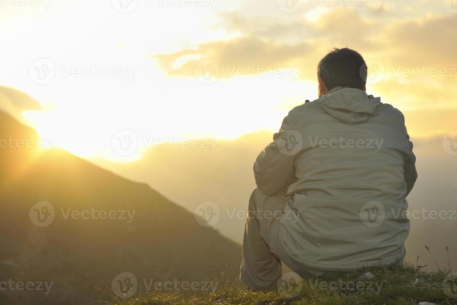 fresh sunrise at mountain photo