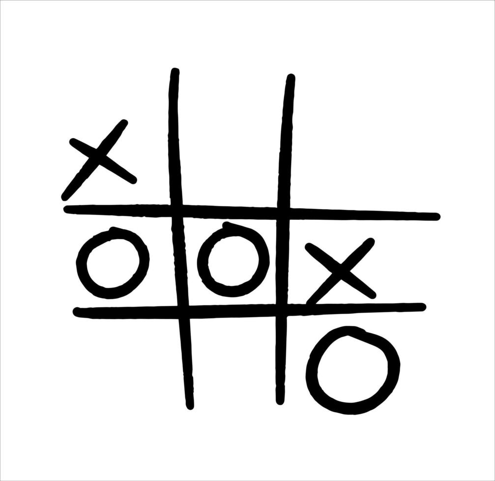 Tic-tac-toe competition, grungy brush illustration. vector