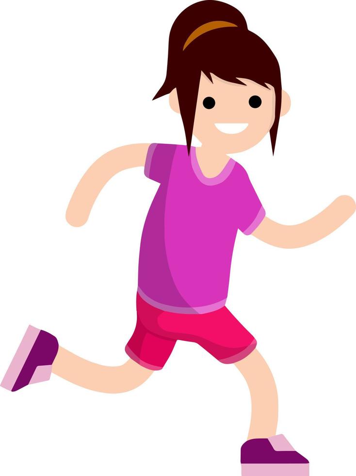 Young man in Shorts and grey t-shirt. Running and sports. Movement and walking. Cartoon flat illustration. Active lifestyle vector