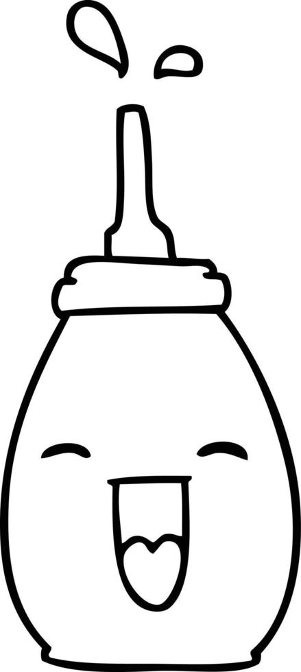 quirky line drawing cartoon happy red sauce vector