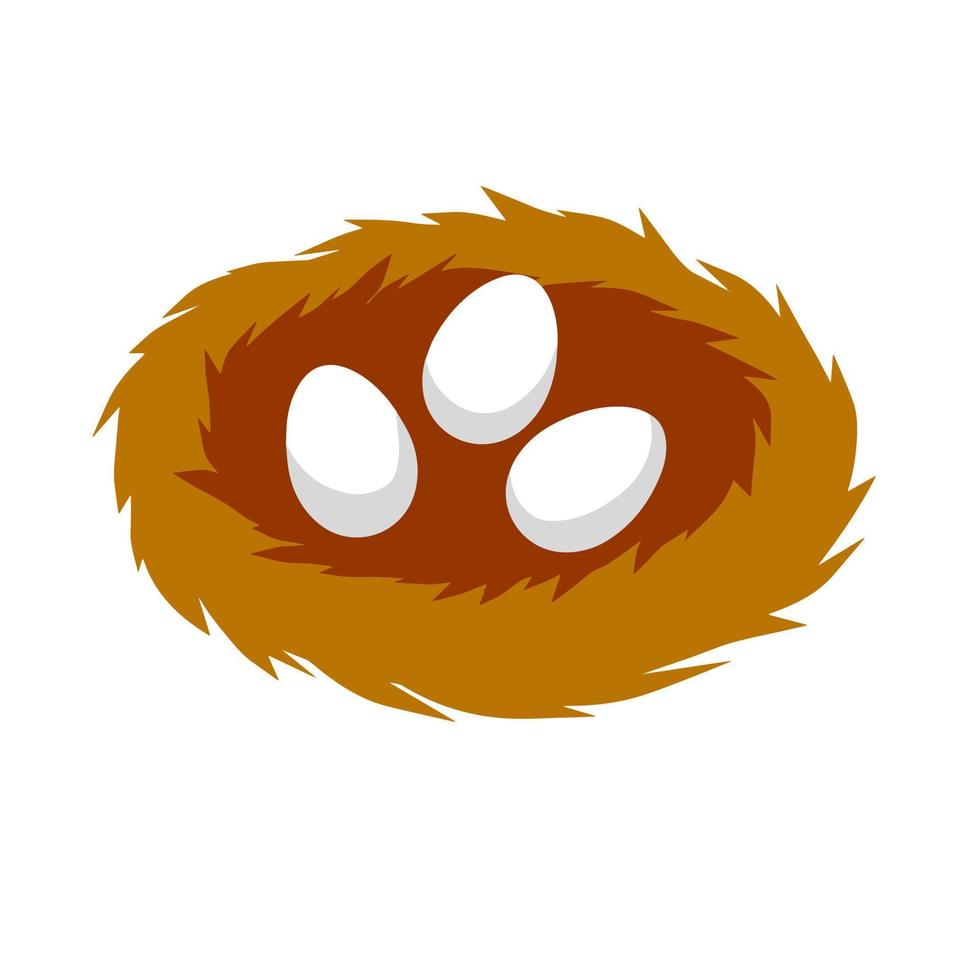 Nest and egg. Cartoon flat illustration. element of nature and forests. Wildlife. Bird house. Place for Chicks. vector