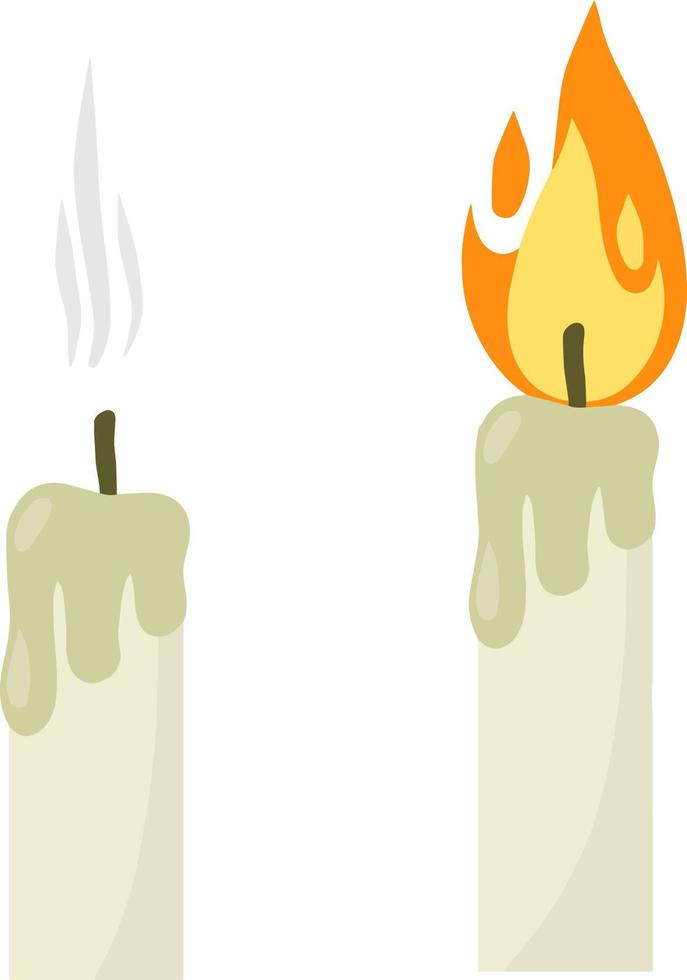 Candle with fire. flame with wick. Wax object for lighting. vector