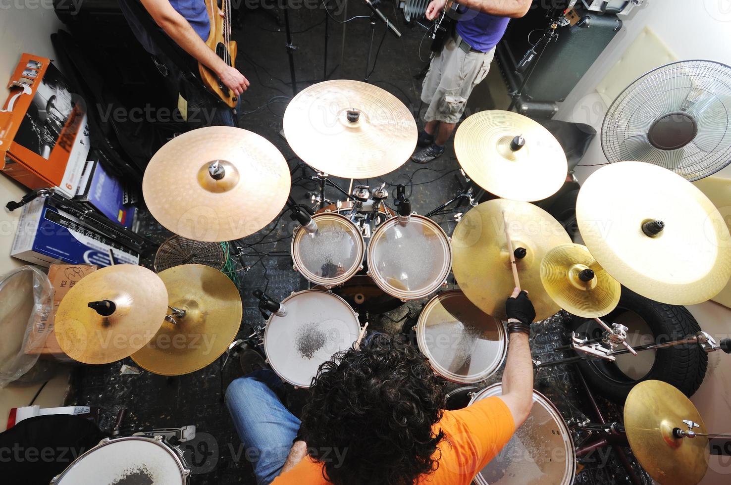 music band have training in garage photo