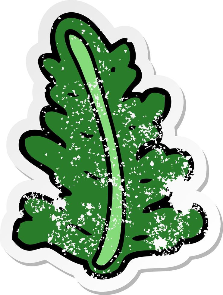 distressed sticker of a cartoon leaf vector