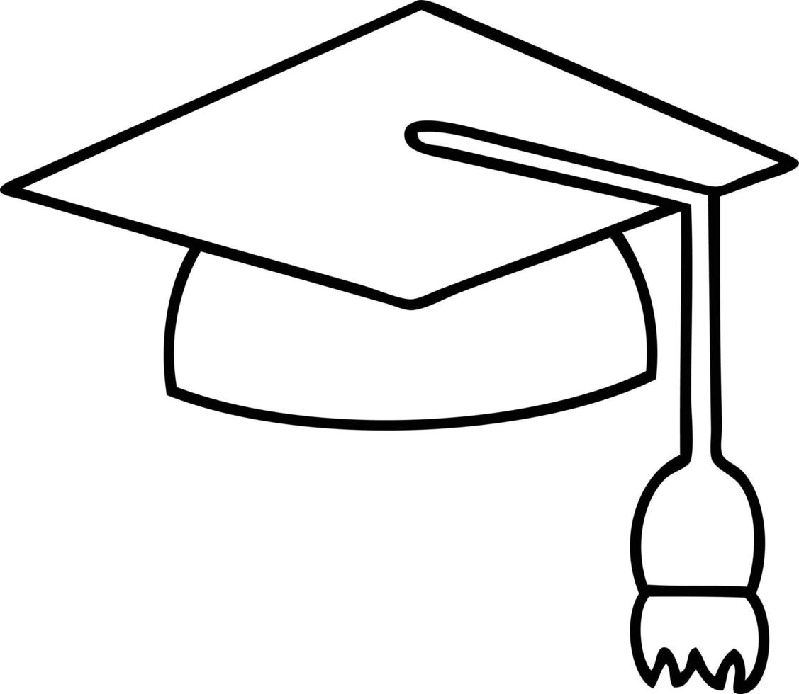 line drawing cartoon graduation cap vector