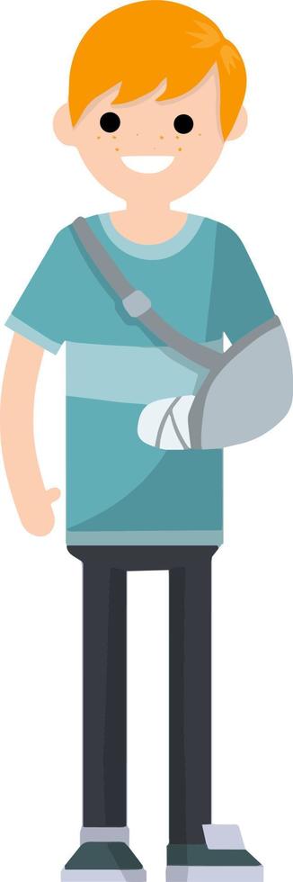 Man with broken arm in plaster in hospital. vector