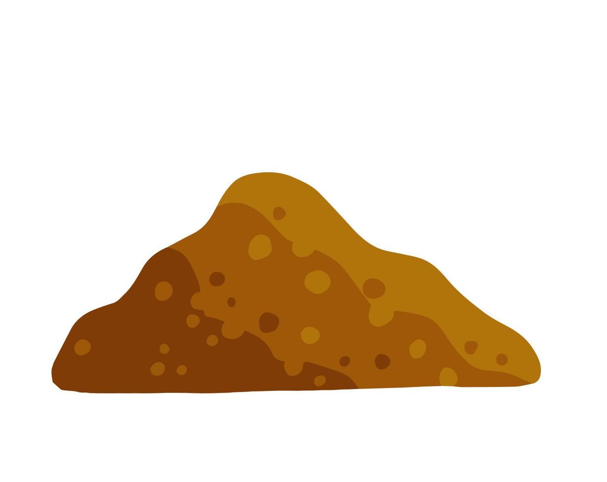 Pile of earth. Brown mound. Land and soil for farming. Flat cartoon isolated on white vector