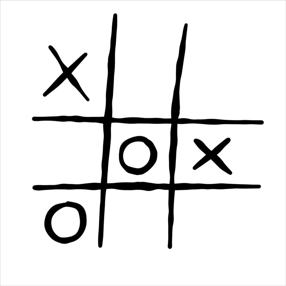 Tic-tac-toe competition, grungy brush illustration. vector