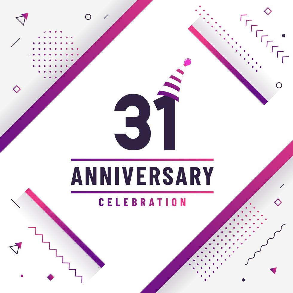 31 years anniversary greetings card, 31 anniversary celebration background free colorful vector. vector