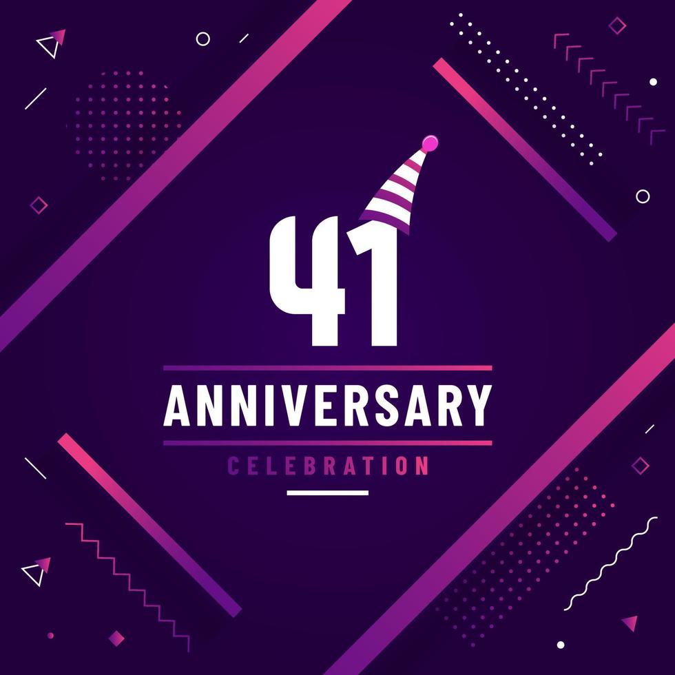 41 years anniversary greetings card, 41 anniversary celebration background free colorful vector. vector