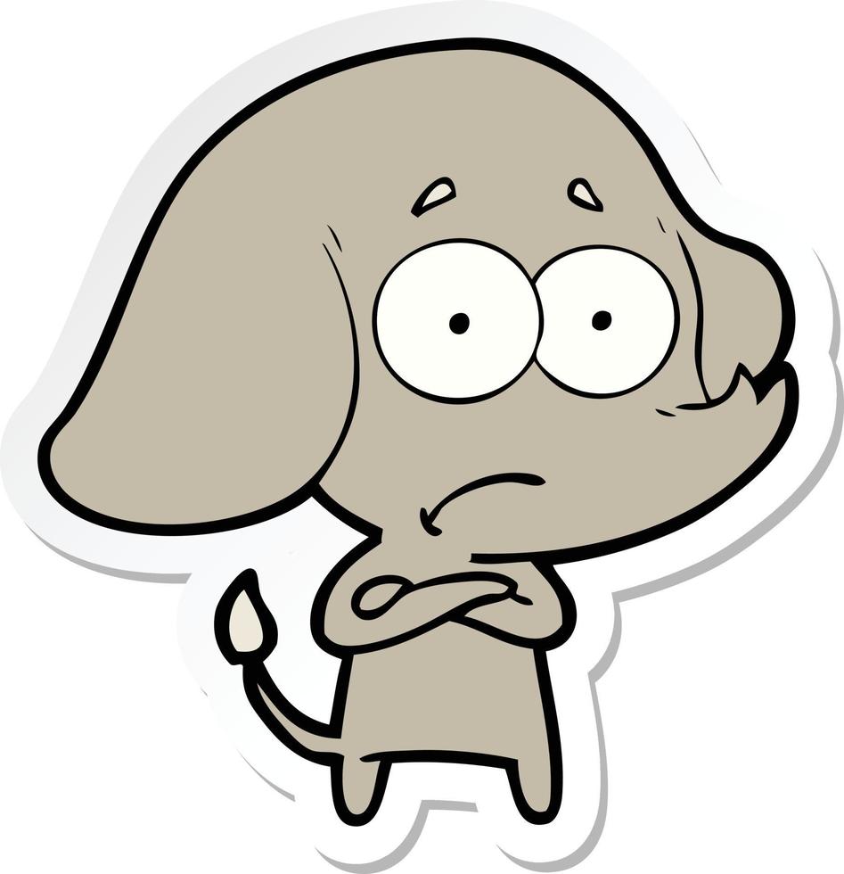 sticker of a cartoon unsure elephant vector