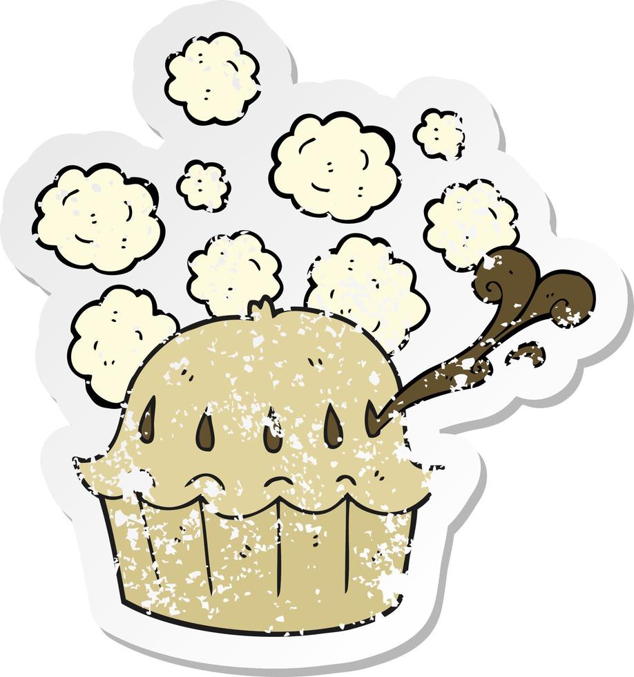 retro distressed sticker of a cartoon hot pie vector