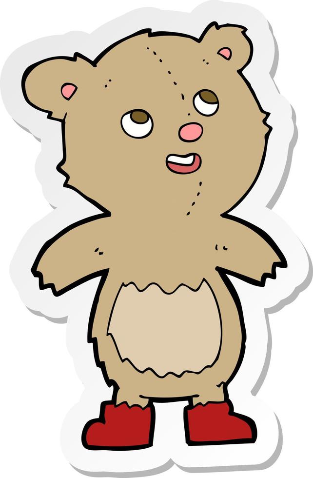 sticker of a cartoon teddy bear vector