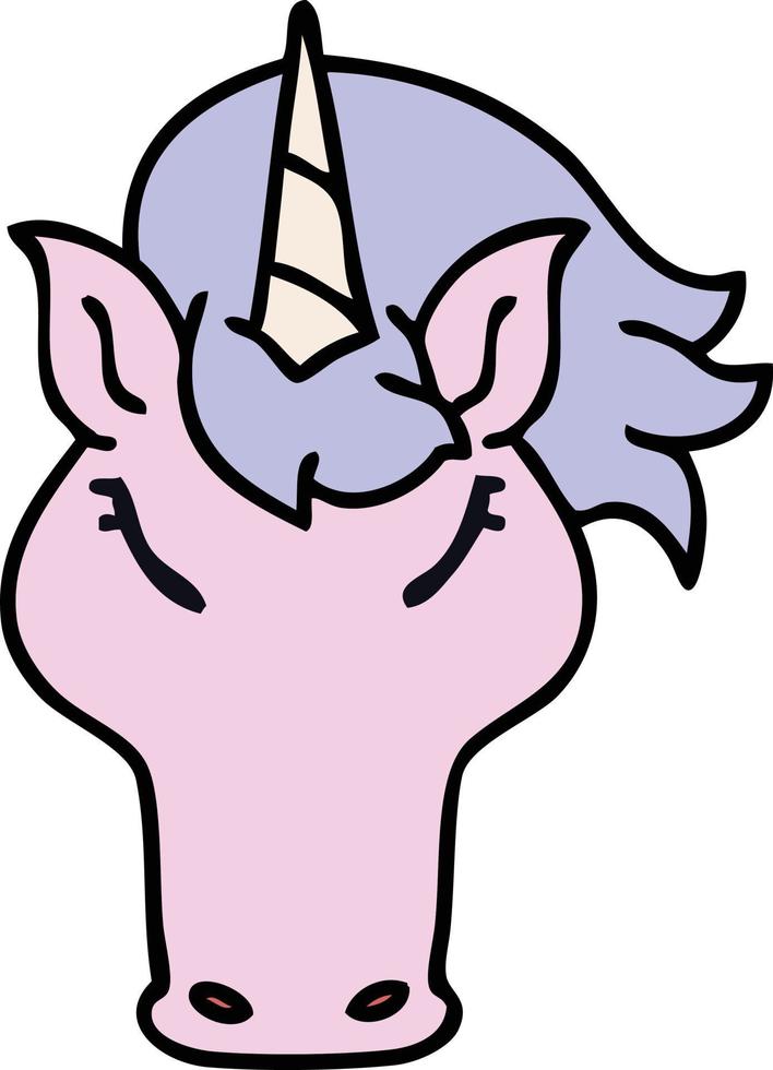 quirky hand drawn cartoon unicorn vector