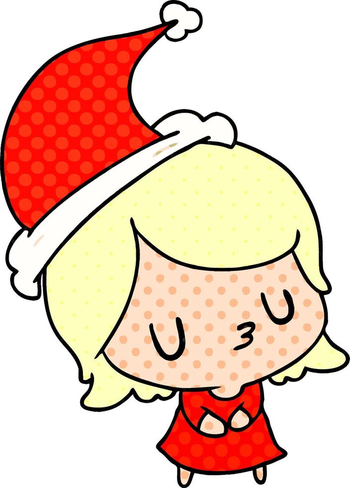 dibujos animados de navidad de chica kawaii vector