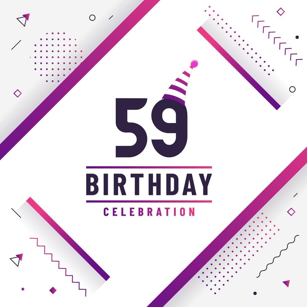 59 years birthday greetings card, 59th birthday celebration background free vector. vector