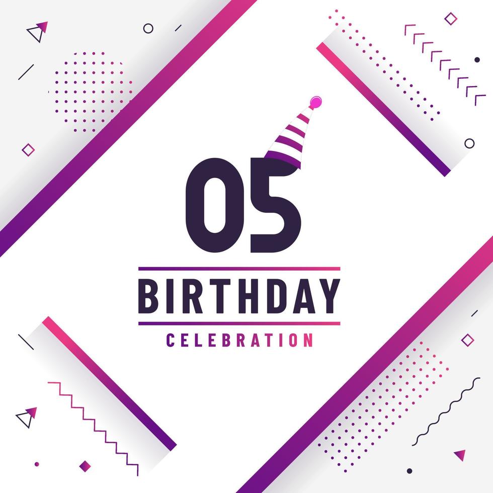 5 years birthday greetings card, 5th birthday celebration background free vector. vector