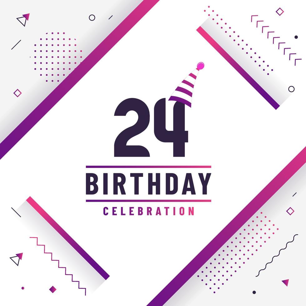 24 years birthday greetings card, 24th birthday celebration background free vector. vector