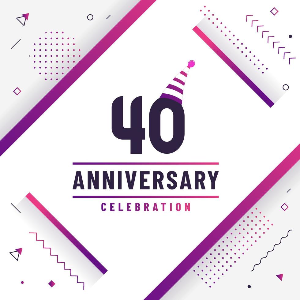40 years anniversary greetings card, 40 anniversary celebration background free colorful vector. vector