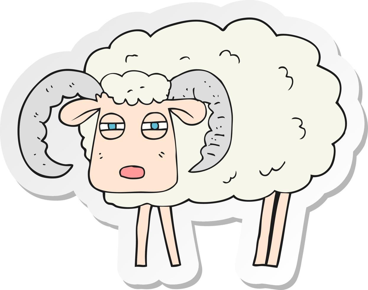 sticker of a cartoon ram vector