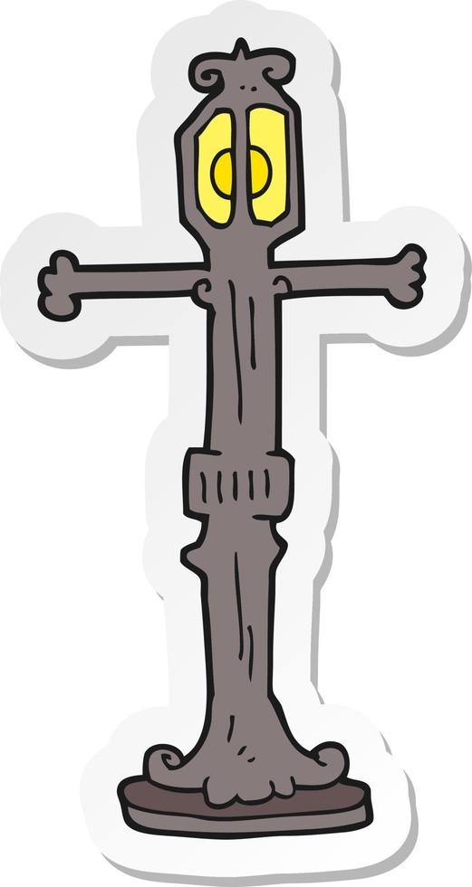 sticker of a cartoon street lamp vector