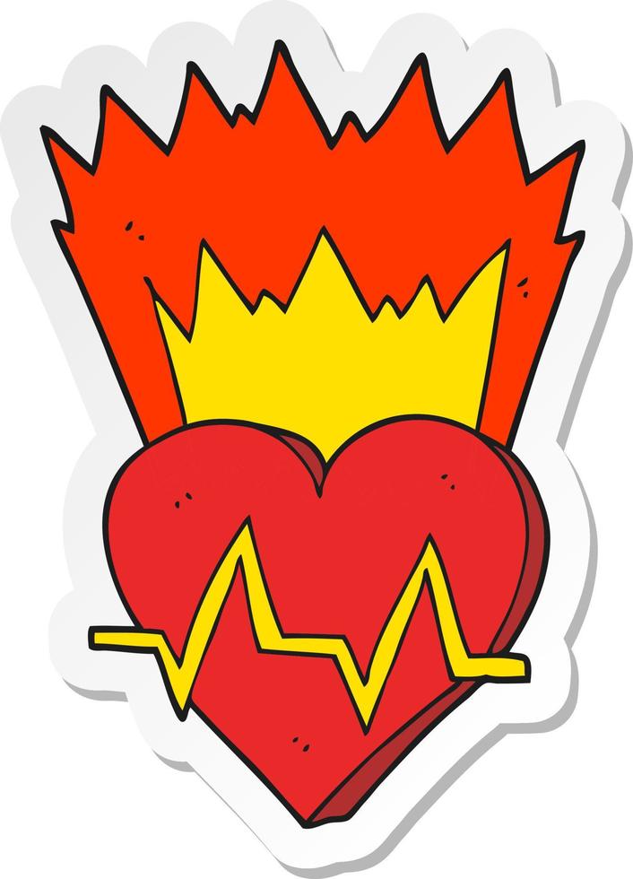 sticker of a cartoon heart rate vector