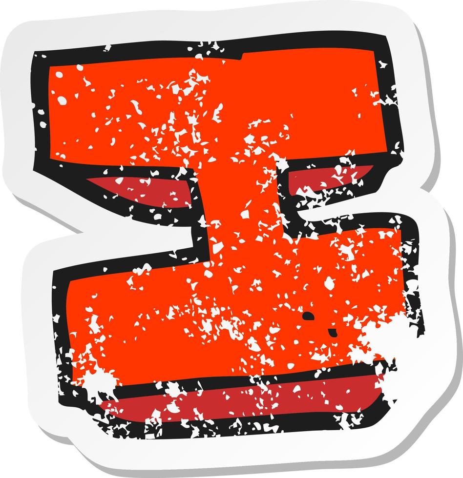 retro distressed sticker of a cartoon letter I vector