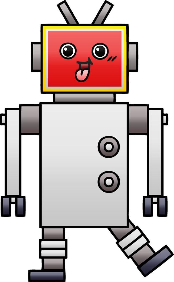 gradient shaded cartoon happy robot vector