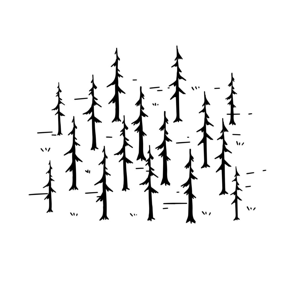 bosque de pinos. siluetas de viejos árboles muertos secos. área pantanosa para mapas retro. vector