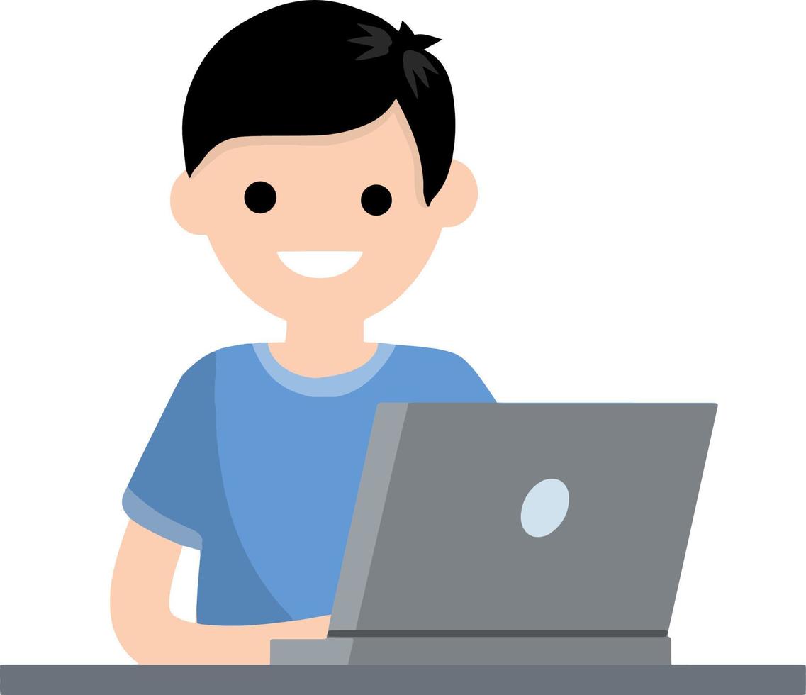 Man with laptop. Smiling happy man vector