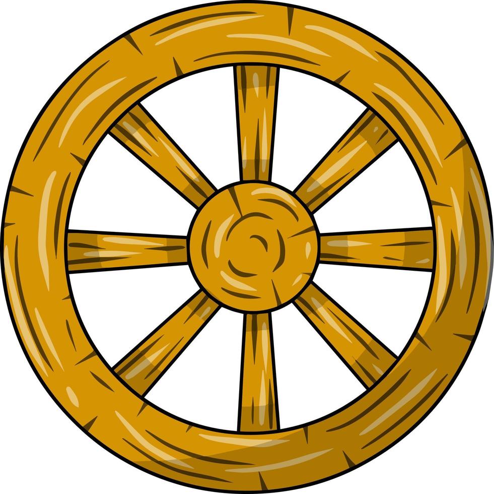 Old wooden cart wheels. vector