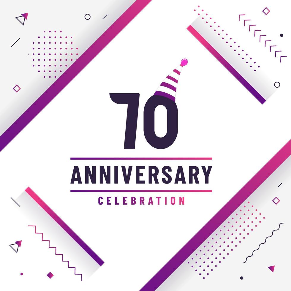 70 years anniversary greetings card, 70 anniversary celebration background free colorful vector. vector