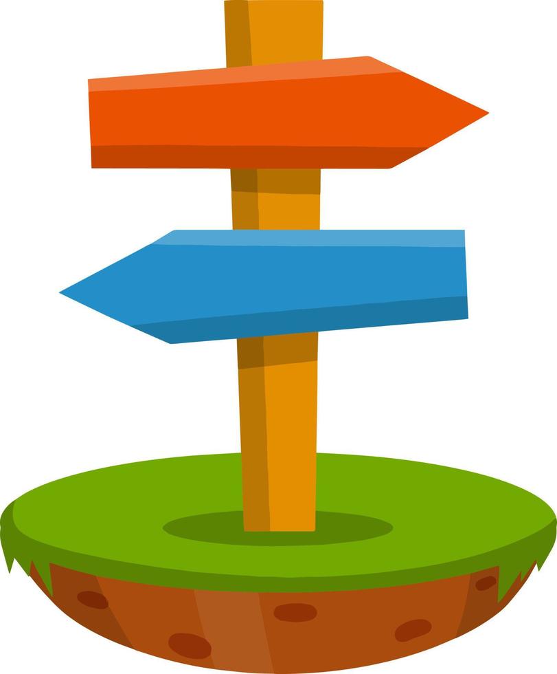 Path pointer with plate. Cartoon flat illustration. Direction way. vector