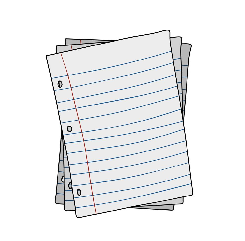 hoja de cuaderno Hoja en blanco. lista de papel del bloc de notas. icono de  dibujos animados plana 10733252 Vector en Vecteezy