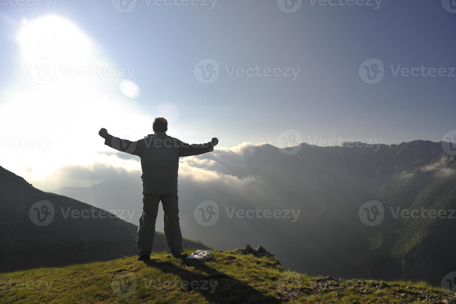 fresh sunrise at mountain photo