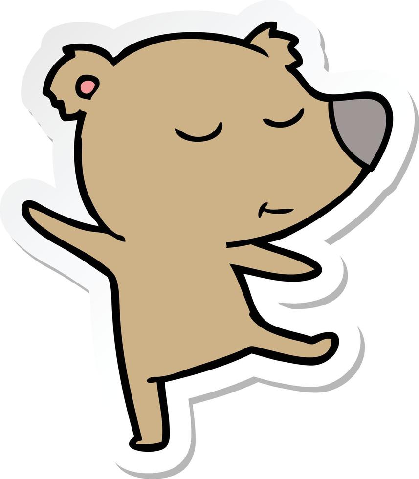 sticker of a happy cartoon bear dancing vector