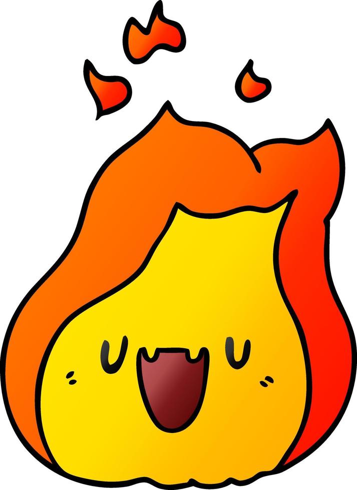 gradient cartoon kawaii cute fire flame vector