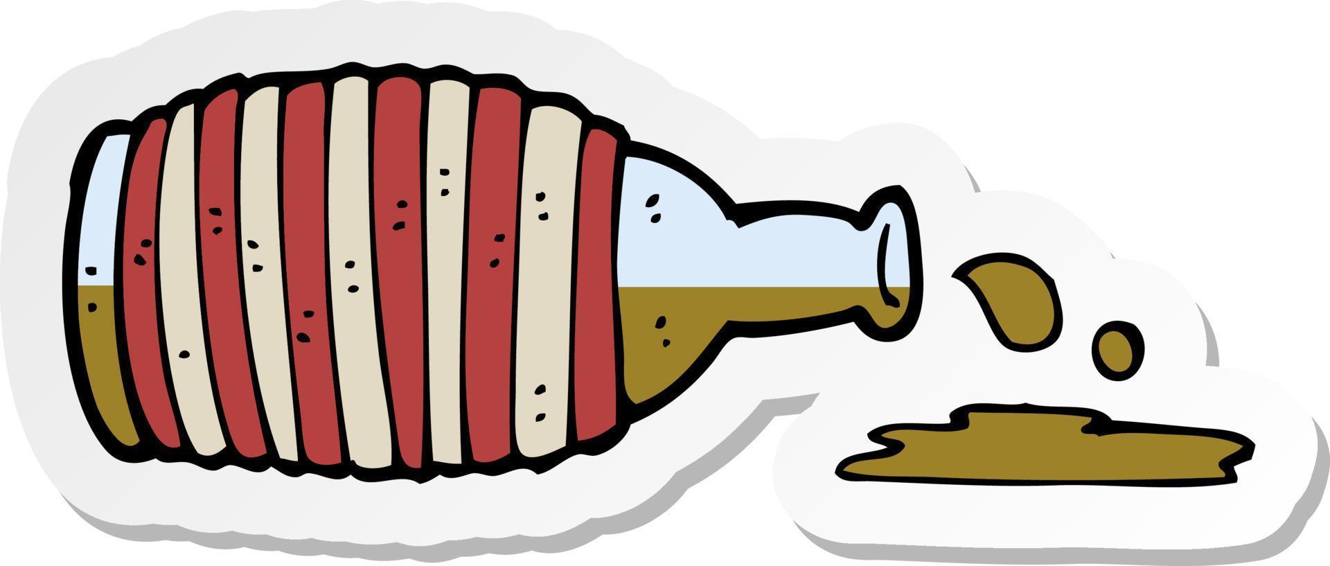 sticker of a cartoon old rum bottle vector