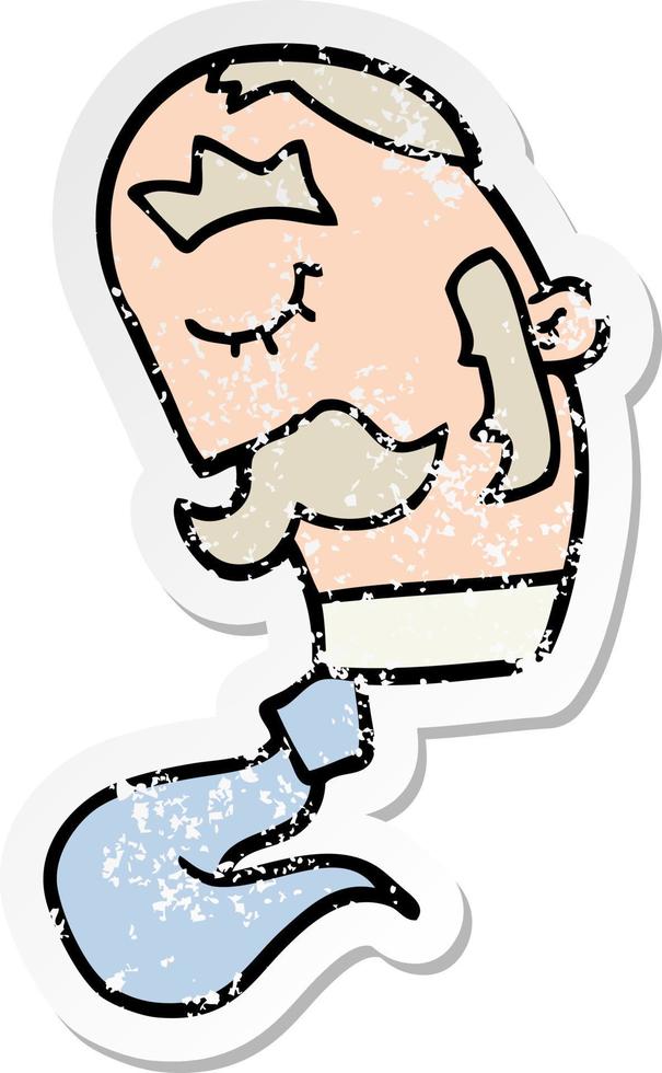 distressed sticker of a cartoon man with mustache vector