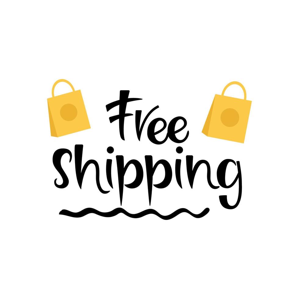 Free Shipping -hand drawn Inscription. Delivery concept.  Express delivery icon for apps and website. Vector illustration