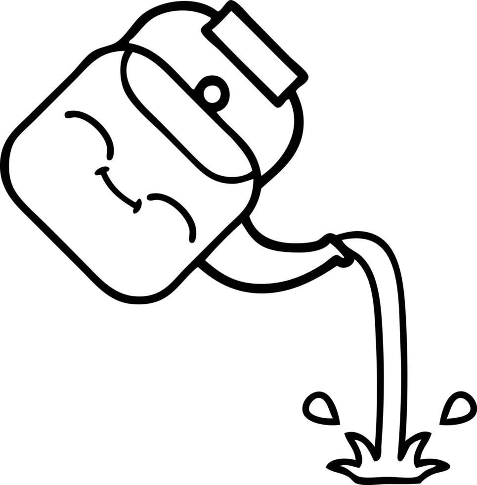 line drawing cartoon pouring kettle vector