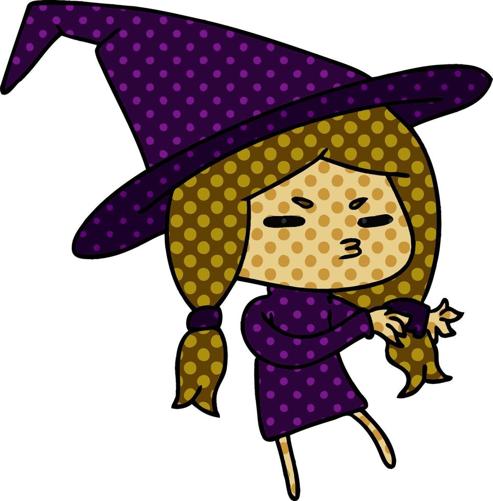 cartoon of a cute witch kawaii girl vector