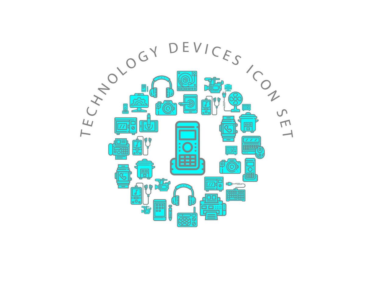 Technology  device icon set  design on white background. vector