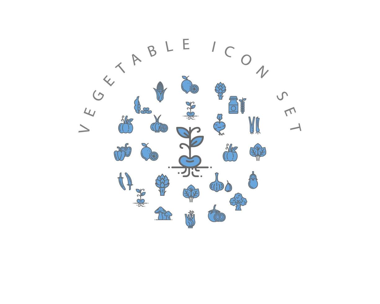 Vegetable Flat Icon Set Design. vector