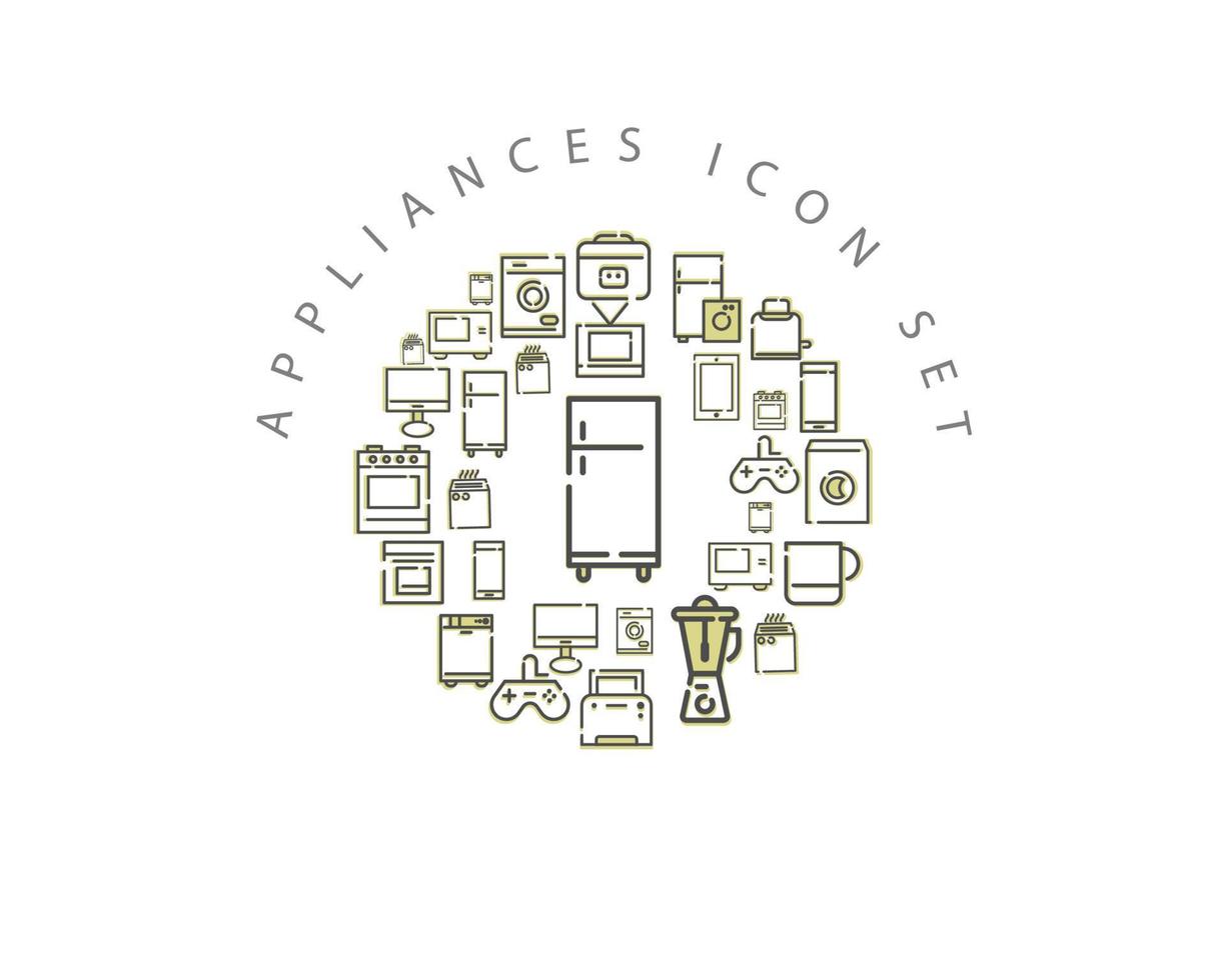 Appliances flat icon set design on white background. vector