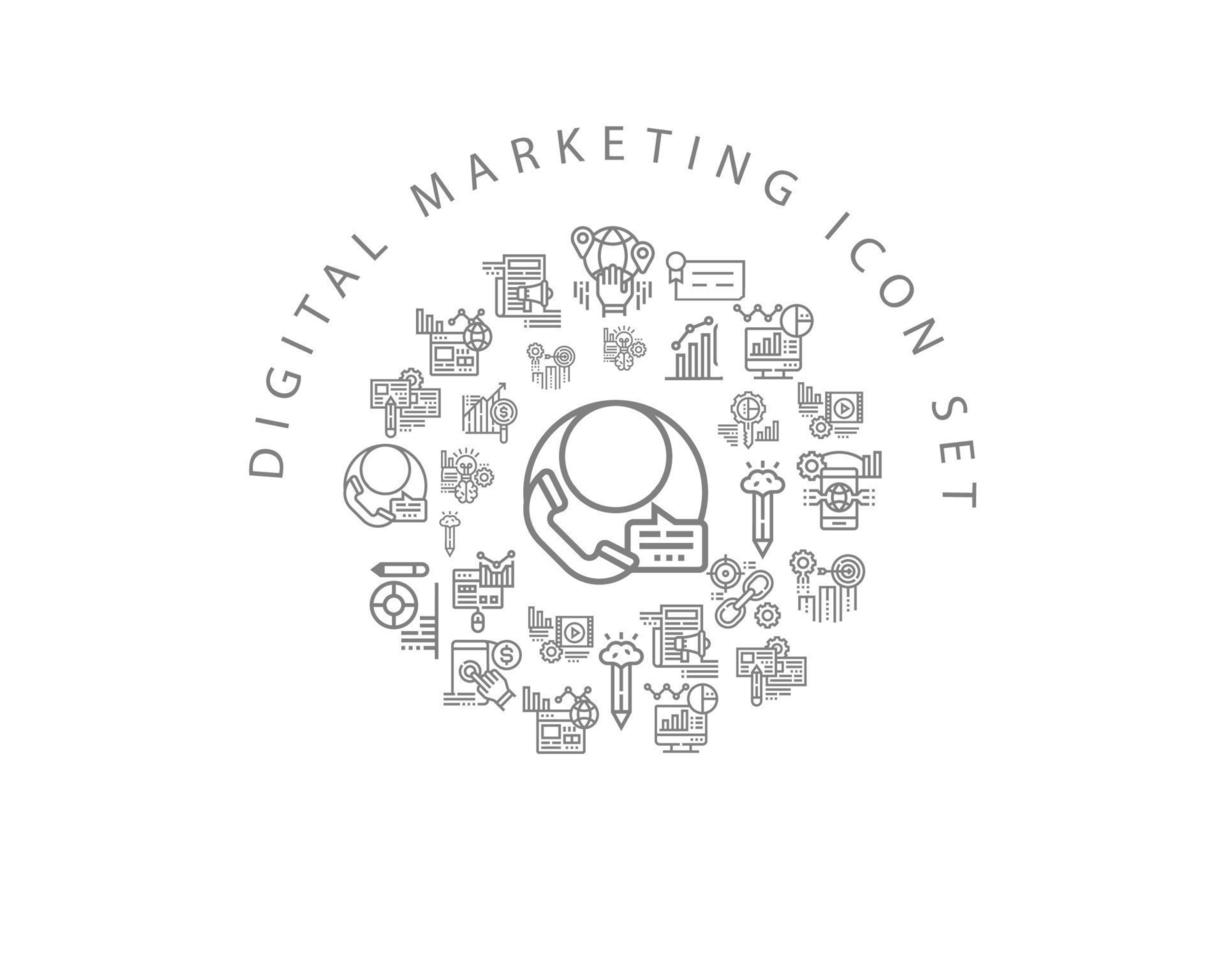 Digital Marketing icon set design on white background vector