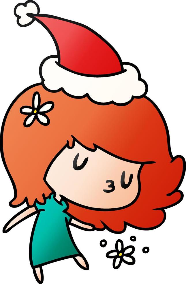 christmas gradient cartoon of kawaii girl vector