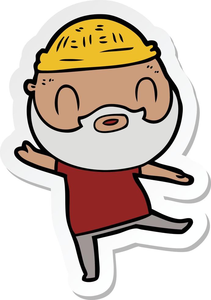 sticker of a cartoon bearded man vector